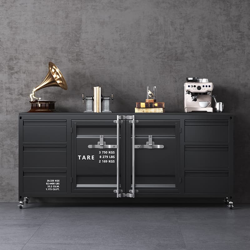 Industrial Metal Sideboard Credenza with Cabinets and Drawers thumbnail 5