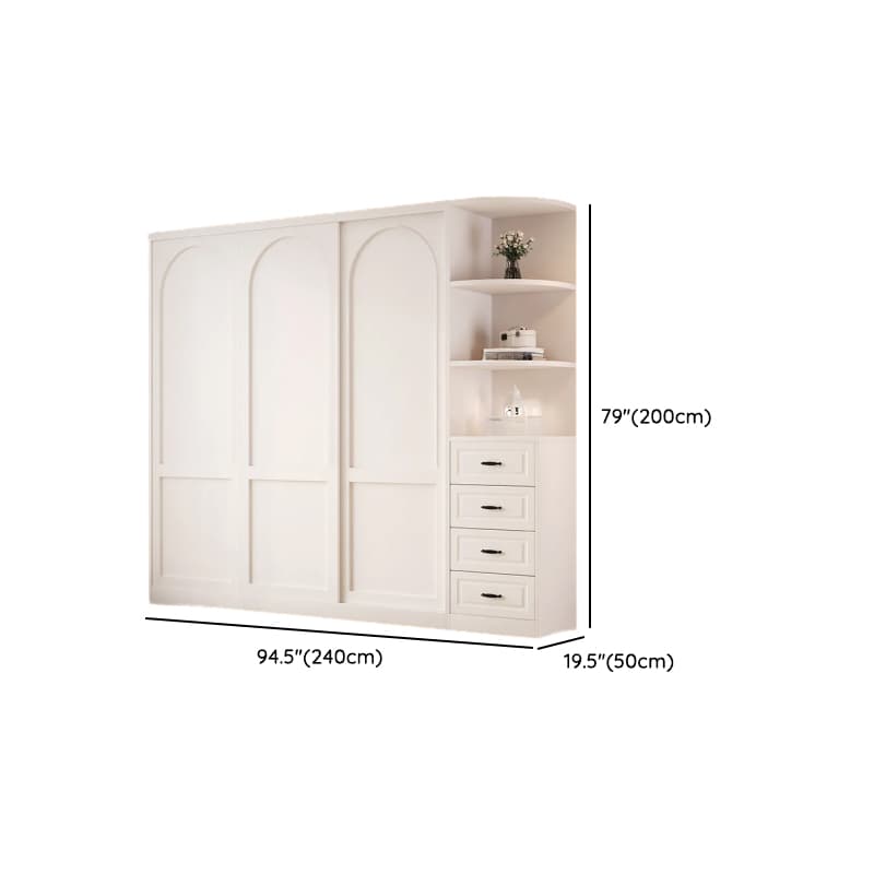 Contemporary White Engineered Wood Cabinet Armoire with Multiple Drawers, Interior Shelves, and Hanging Rod thumbnail 26