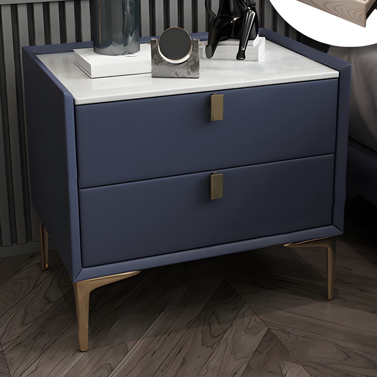 2 Drawer Solid Wood Modern Night Table Drawer Storage Bed Nightstand thumbnail 21