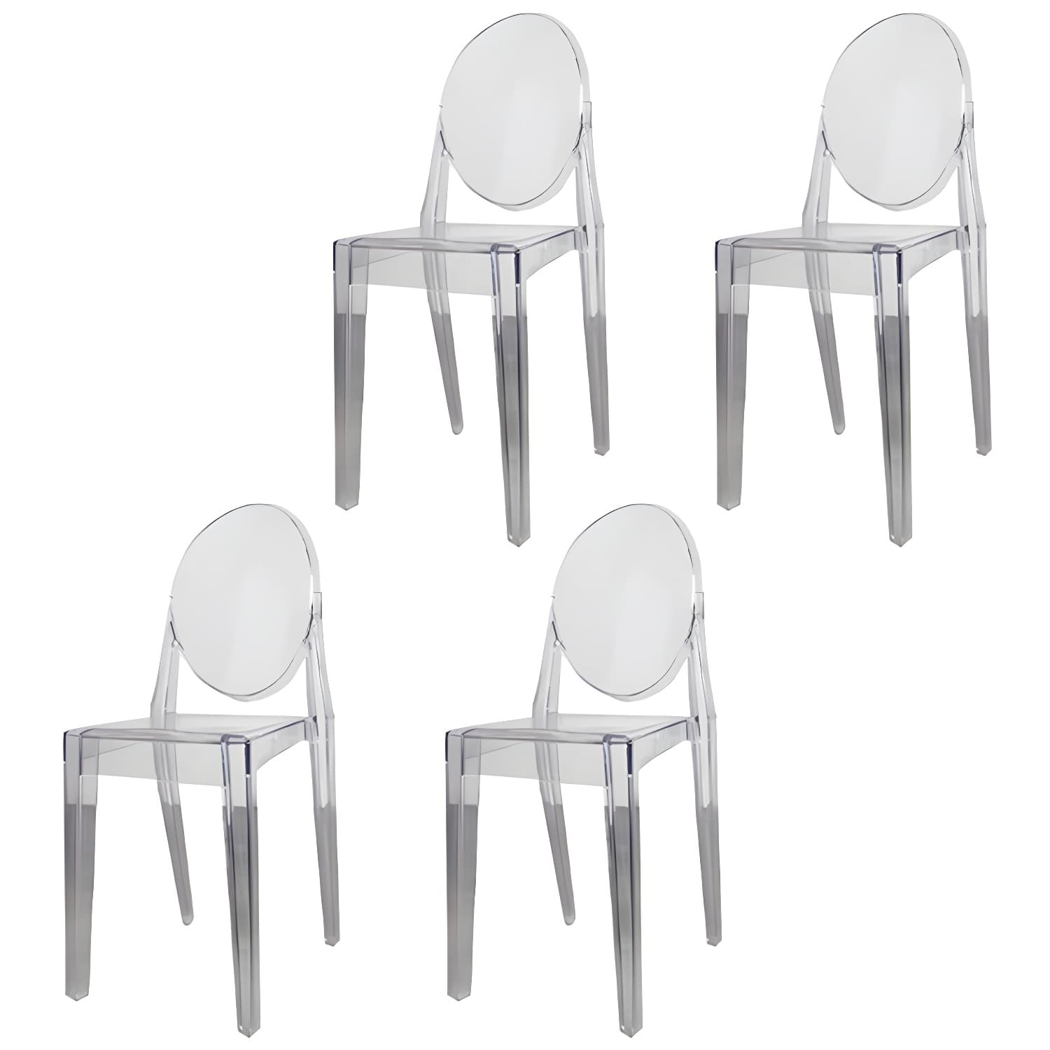 Scandinavian Winehouse Plastic Side Chair Transparent Open Dining Chair (Set of 4) thumbnail 4