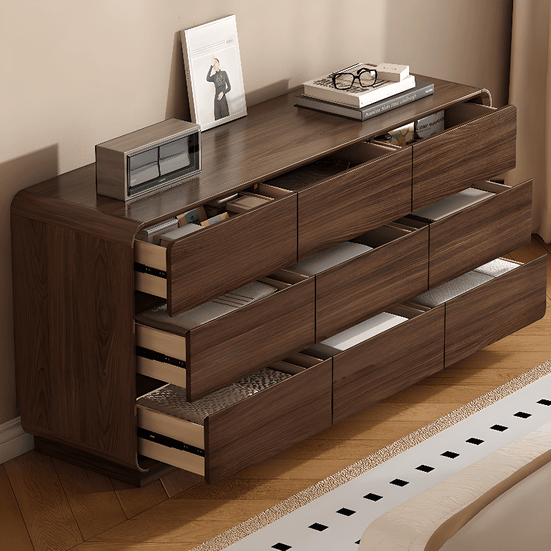 Cocoa Retro Rubberwood Semainier for Sleeping Quarters with 6 Drawers Horizontal thumbnail 3