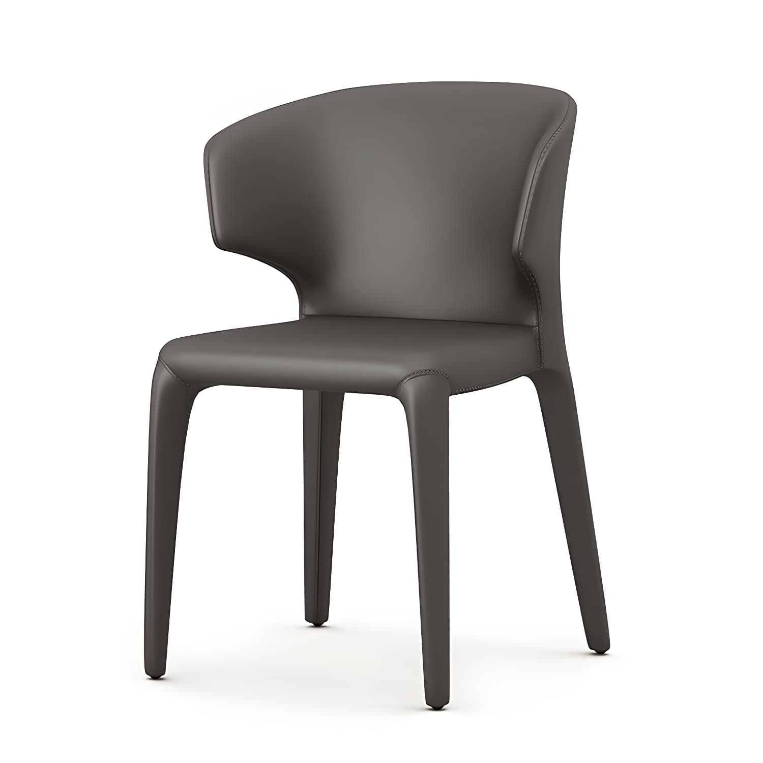 Designer Style Leather Arm Chair Wingback Matte Finish Single Dining Chair thumbnail 6
