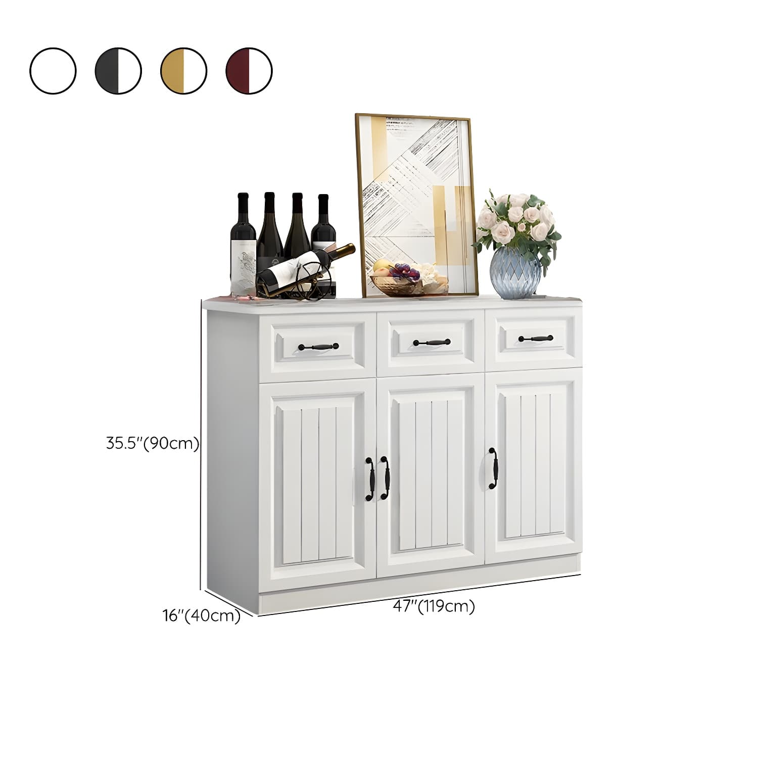 White Buffets & Sideboards with Cabinets and Drawers for Dining Room - image 17