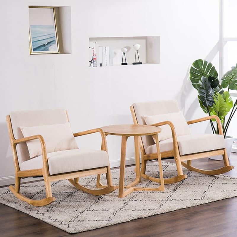 Nordic Natural Cotton Stationary Rocking Couch Chair with Back thumbnail 12