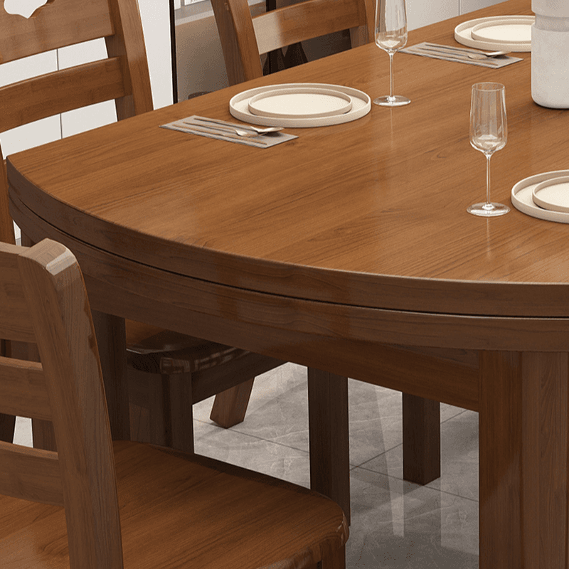 Oval Rubberwood Dining Table Set, Seats 6, Copper/Natural Finish thumbnail 5
