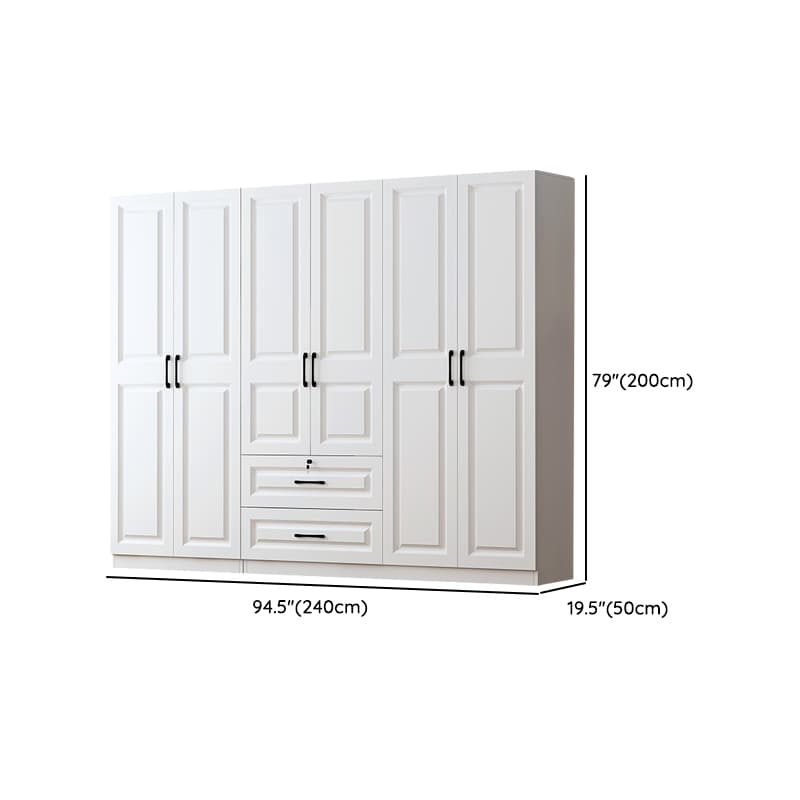 Sleek White Nordic Wooden Detached Almirah with Soft Close Drawers, Doors, and Clothing Rod thumbnail 15