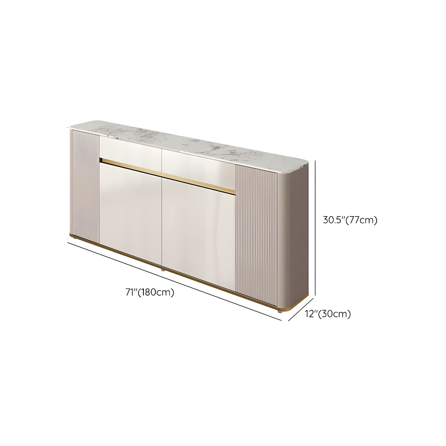 Glam Style Stone Top Sideboard Engineered Wood Side Board for Living Room thumbnail 26