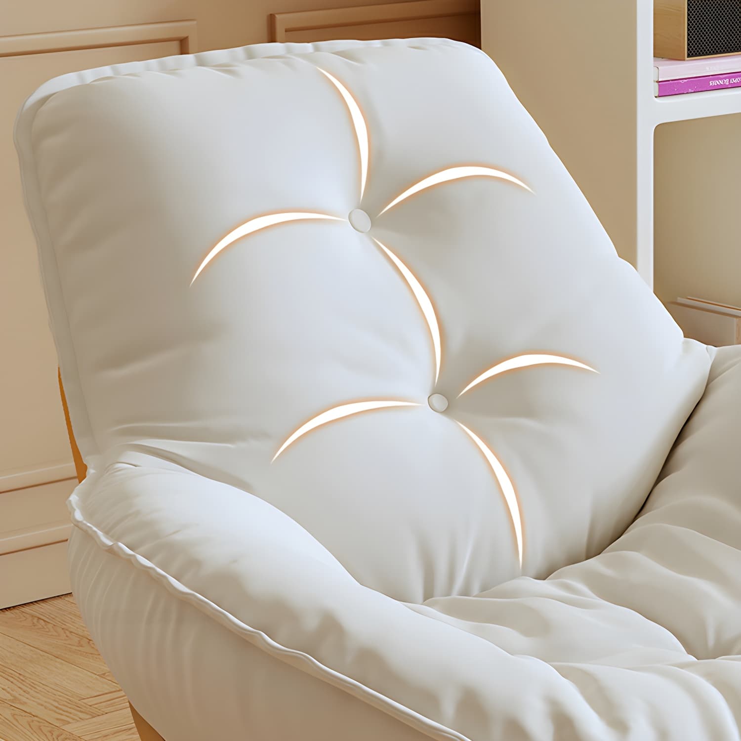 Indoor Contemporary Rocking Chair with Beige Upholstered and Wood Legs thumbnail 17