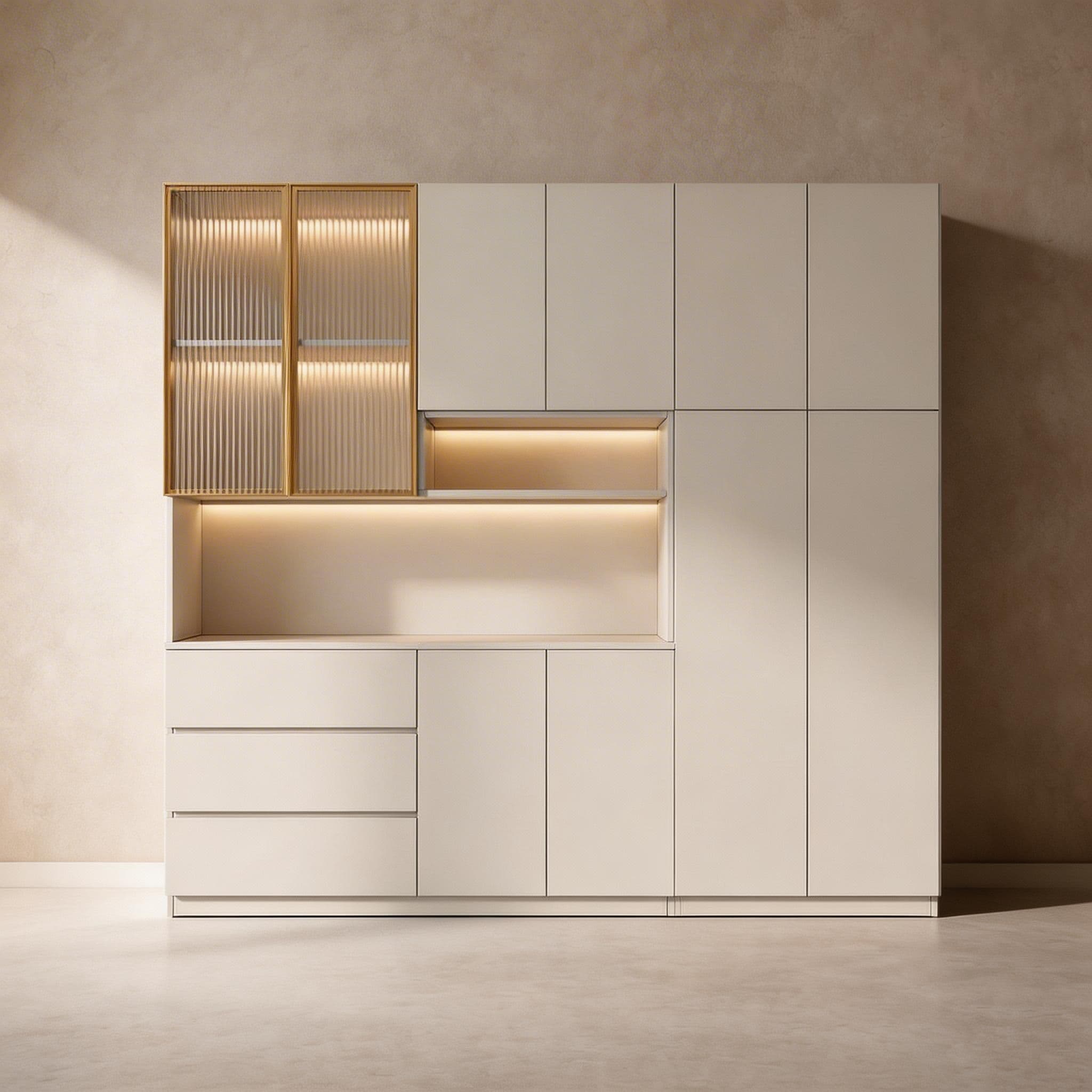 Trendy Sideboard with 3 Drawers, Cupboard, Wide/Standard/Narrow Sizes, 2/1 Shelves, Cabinets, and Glass-panel Door thumbnail 35
