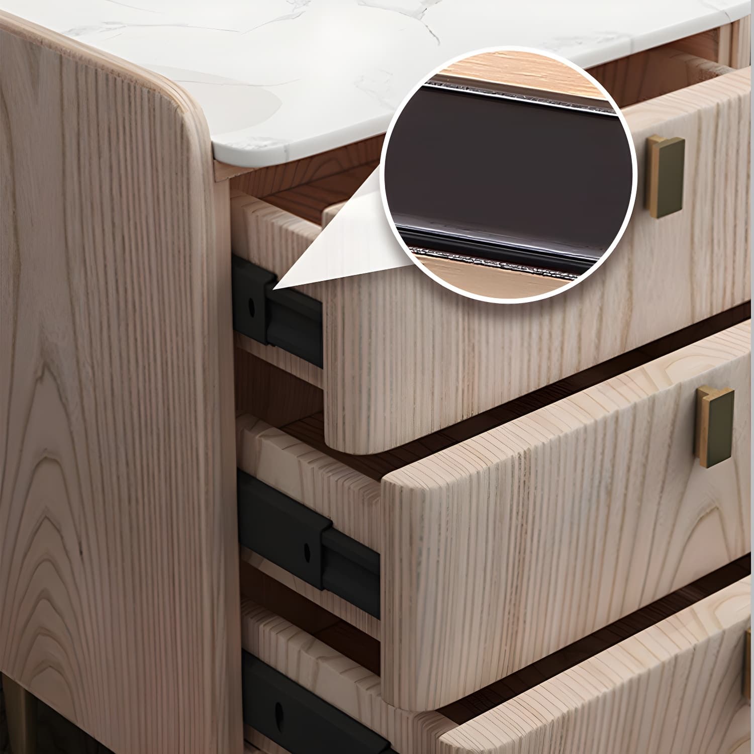 Contemporary Drawer Storage Bed Nightstand Wooden Night Table for Bedroom thumbnail 13