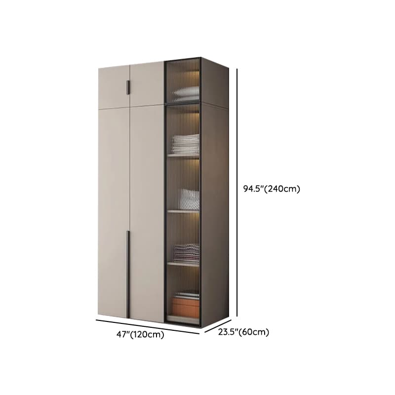 Light Gray Trendy Detached Armoire Cabinet with Soft Close Door, Interior Shelves, and Hanging Rod thumbnail 22