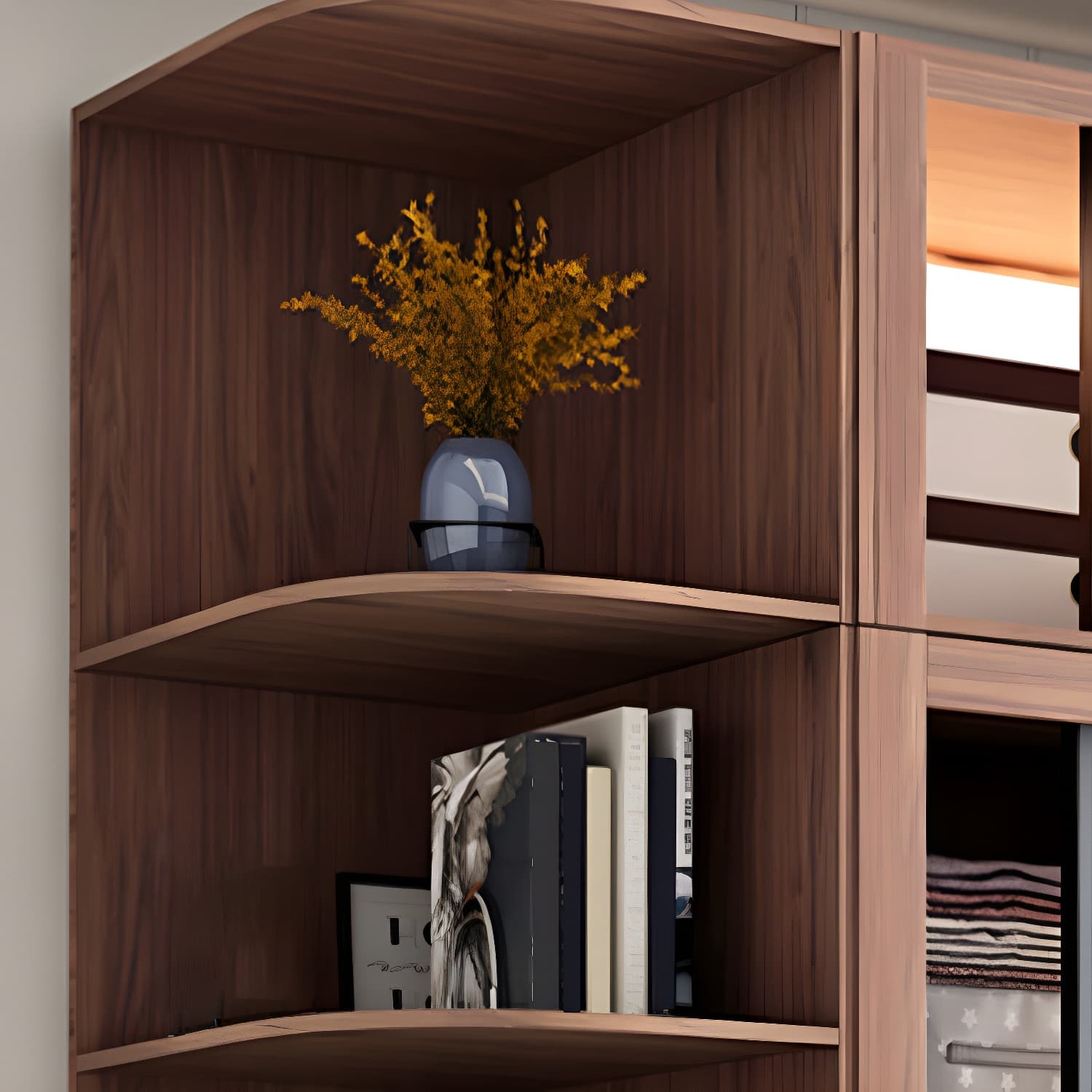 Brown Engineered Wood Wardrobe Armoire Modern Wardrobe Closet thumbnail 7