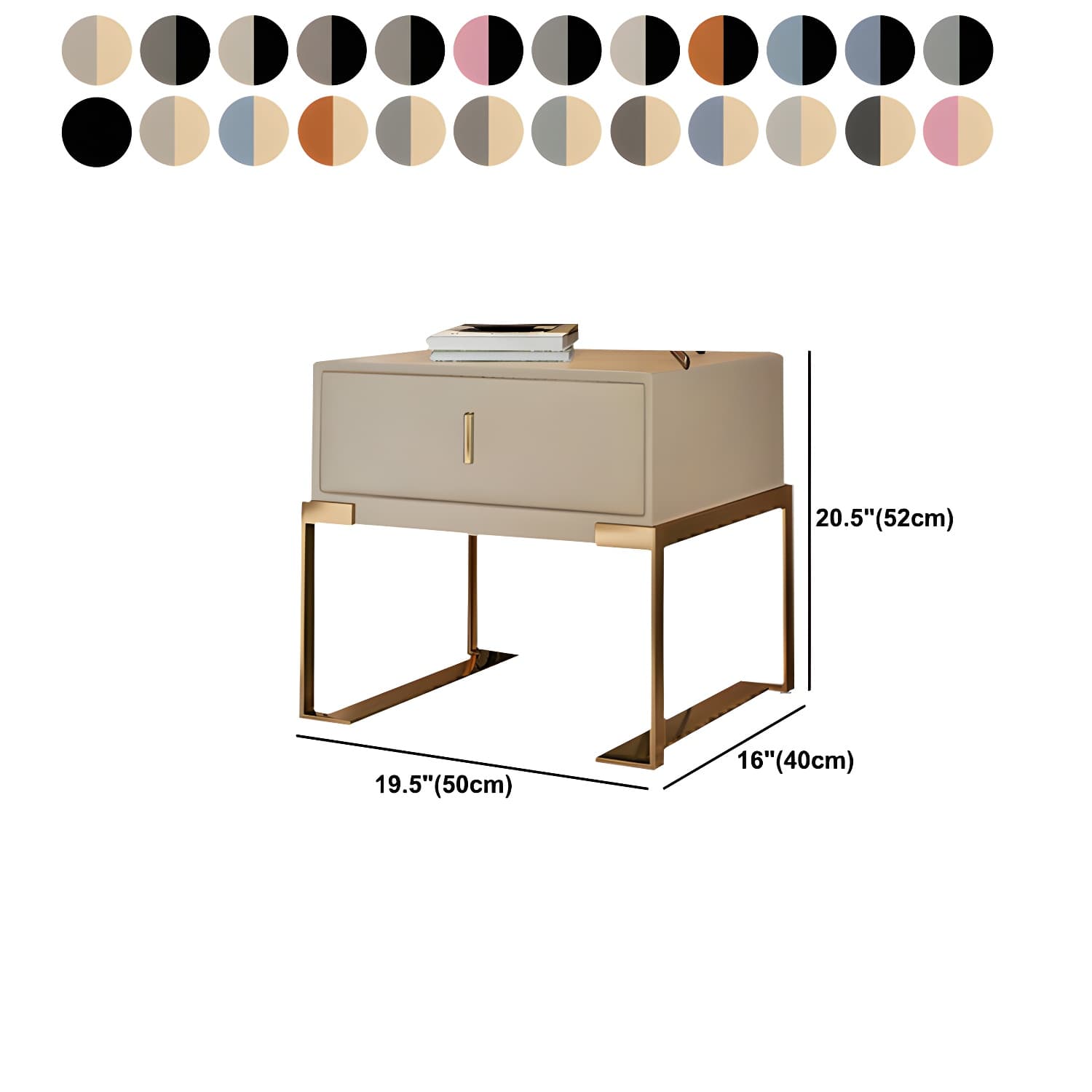Faux Leather Nightstand 1-Drawer 21 Inch Tall Modern Legs Included Night Table thumbnail 33