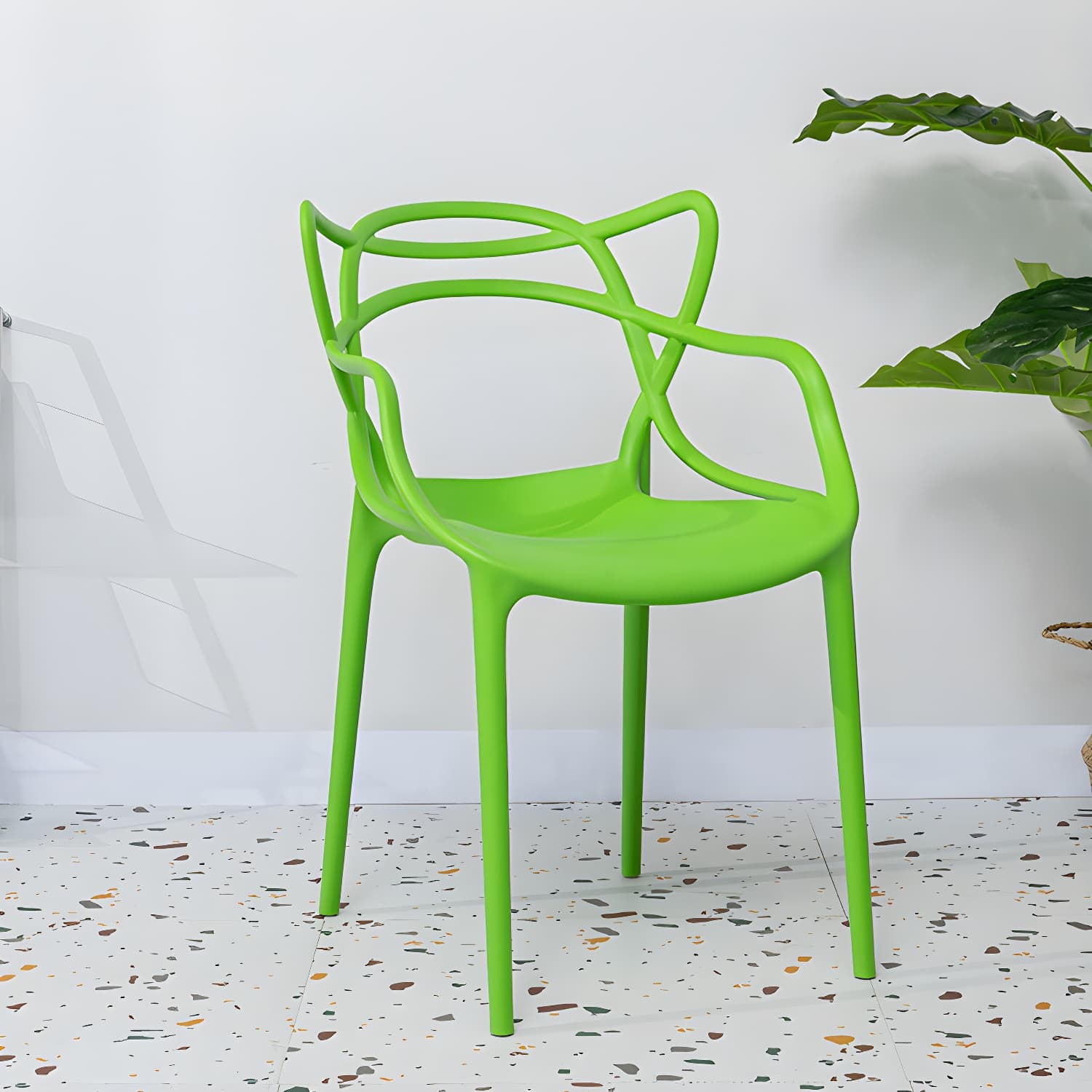 Open Back Dining Arm Chair Modern Indoor-Outdoor Plastic Chair thumbnail 11