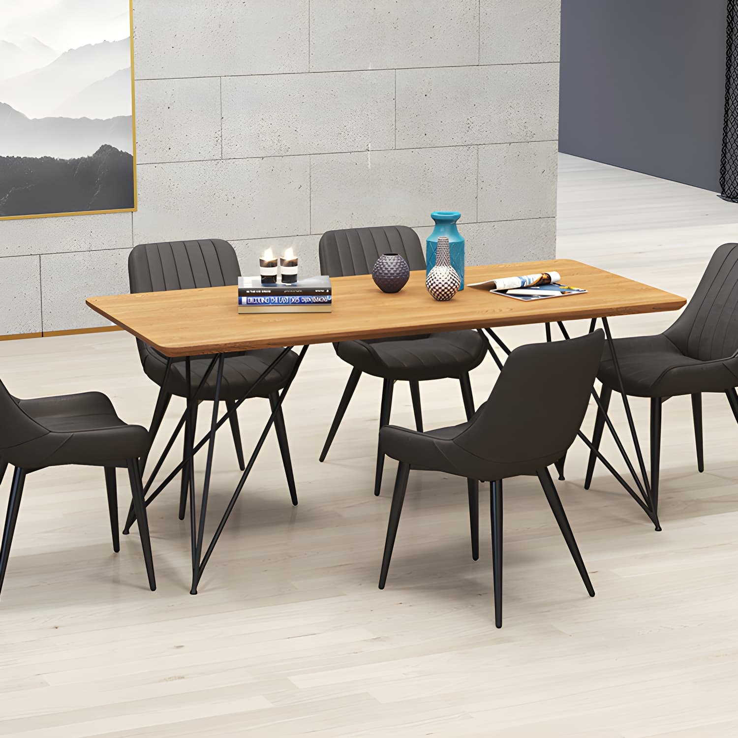 Metal Frame Dining Side Chair Faux Leather Upholstered Side Chair thumbnail 10