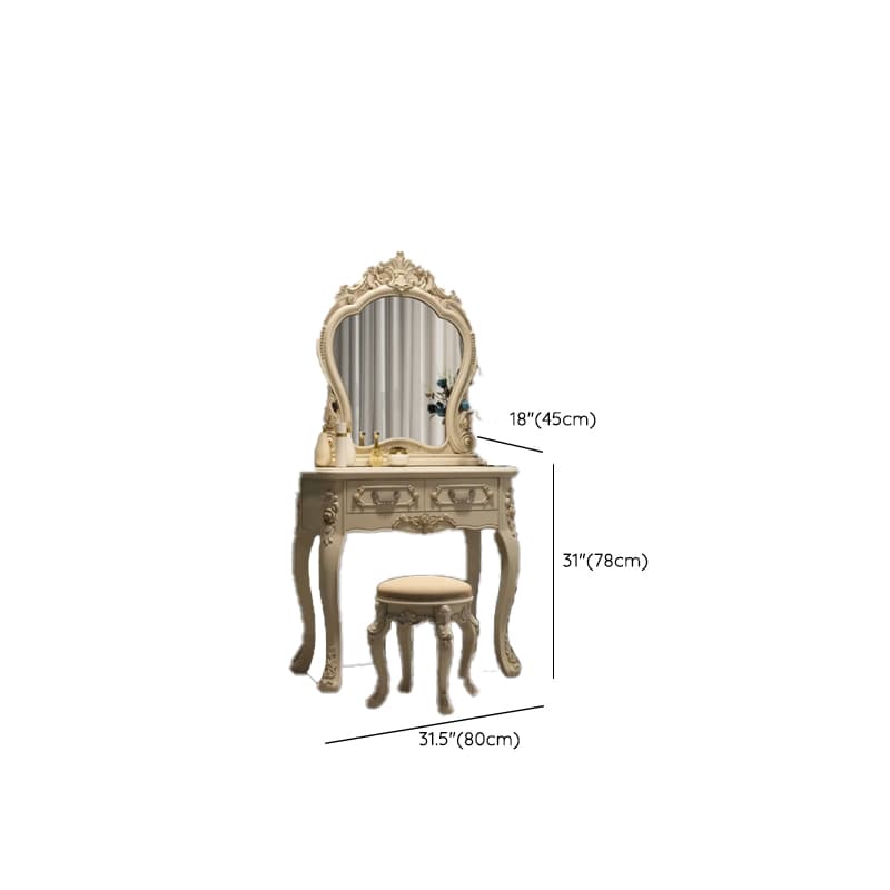 Standard/Small/Large Retro Cream Timber Vanity Set with Chair & Standing Mirror thumbnail 12