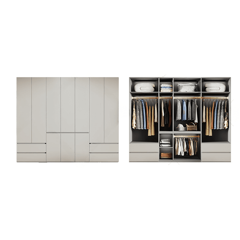 Cream Trendy Reclaimed Wood Wardrobe Armoire with Soft Close Drawer, Soft Close Door, Interior Shelves, and Clothing Rod thumbnail 9