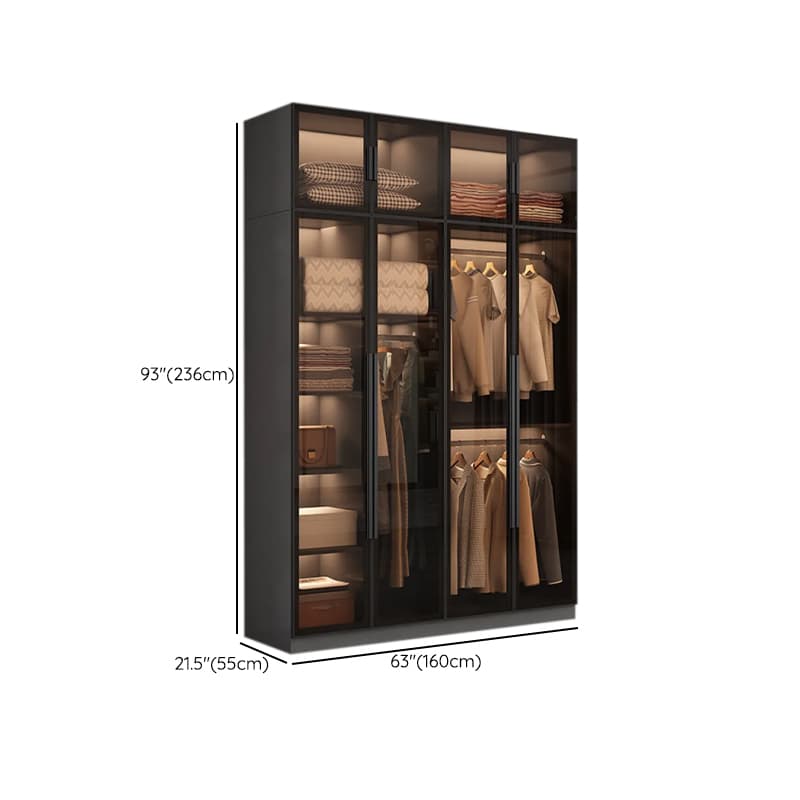 Ink-Colored Manufactured Wood Detached Wardrobe Closet with Soft Close Drawer, Door, Interior Shelves, and Clothing Rod thumbnail 17