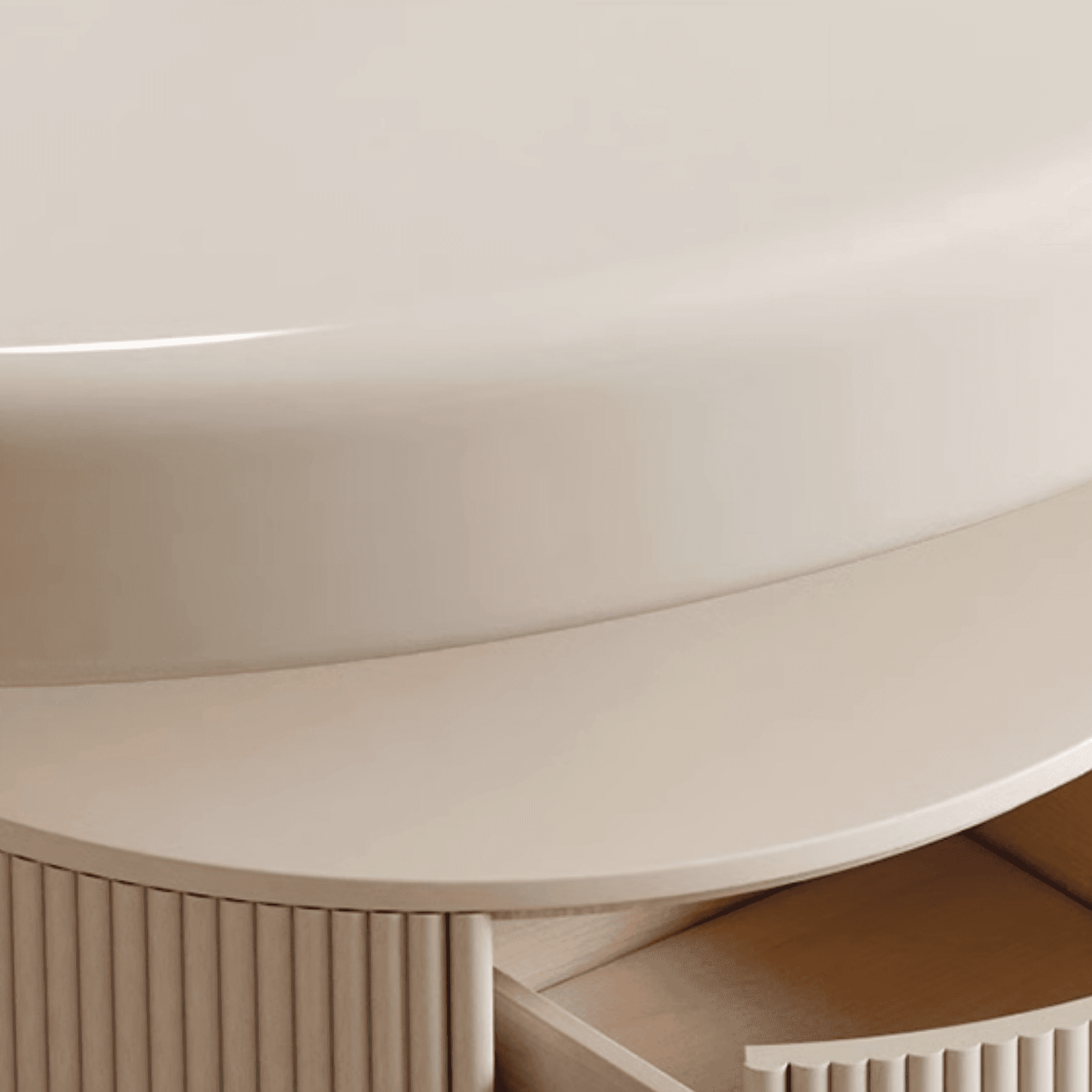 Minimalist Oval Wooden Coffee Table with 1 Shelf and White Top thumbnail 8