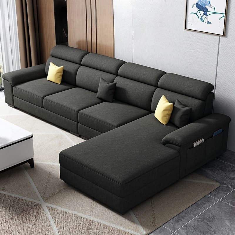 Modern L-Shape Right Hand Facing Sofa & Chaise with Concealed Support thumbnail 1