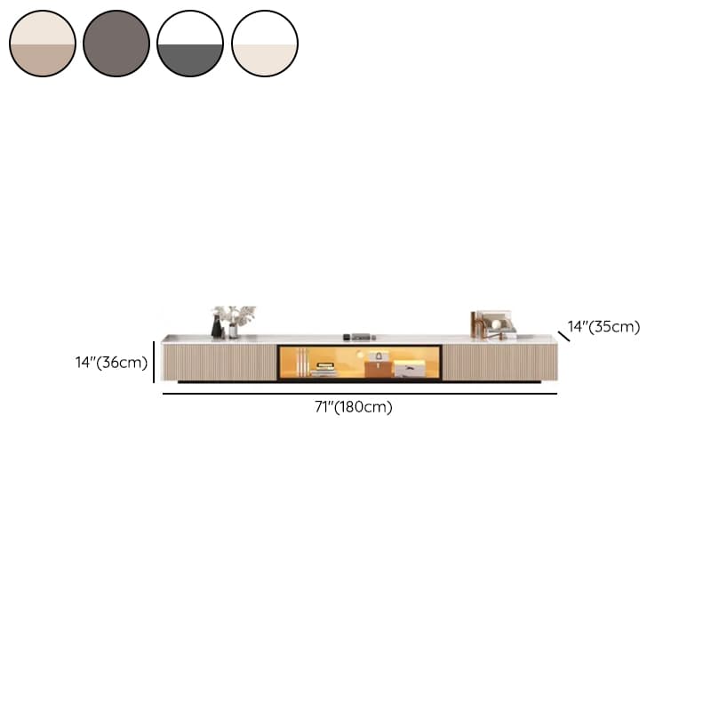 Art Deco Sintered Stone Rectangular TV Stand with 2 Drawers, Hutch, Cable Management, and Light thumbnail 14