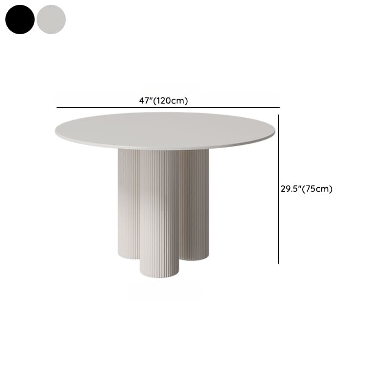 Ribbed Leg Circular-shaped Sintered Stone Dining Table with a Fixed Table Top for 2/for 4 in a Modern Simple Style thumbnail 19