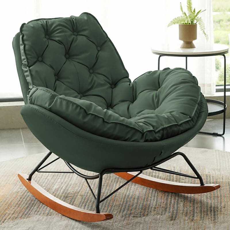 Ergonomic and Stationary Solid Wood Maternity Rocking Chair with Back and Flared Arm thumbnail 3