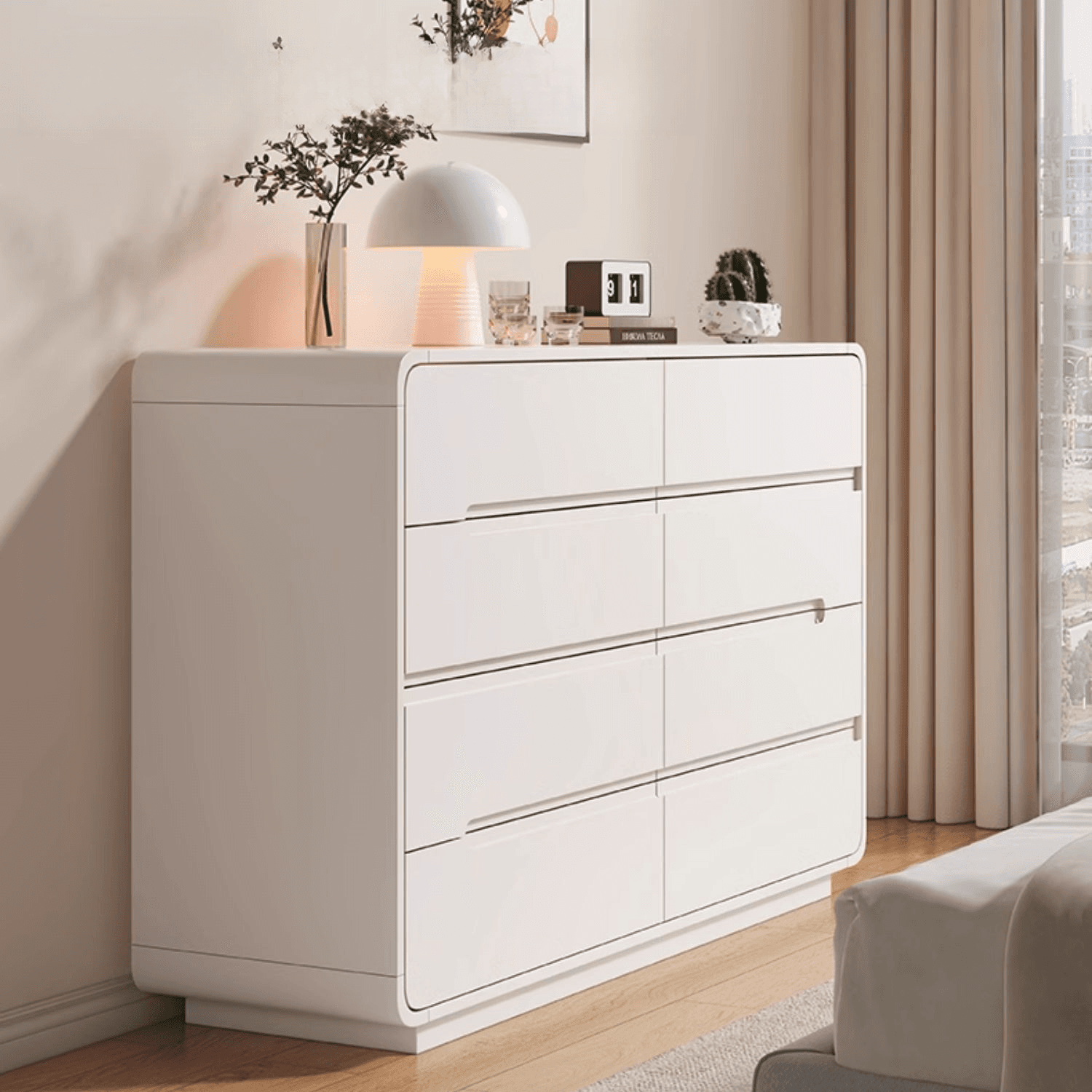 Art Deco White Horizontal/Vertical Bleached Wood Double Dresser/Bachelor Chest with 6 Drawers/8 Drawers/4 Drawers thumbnail 4
