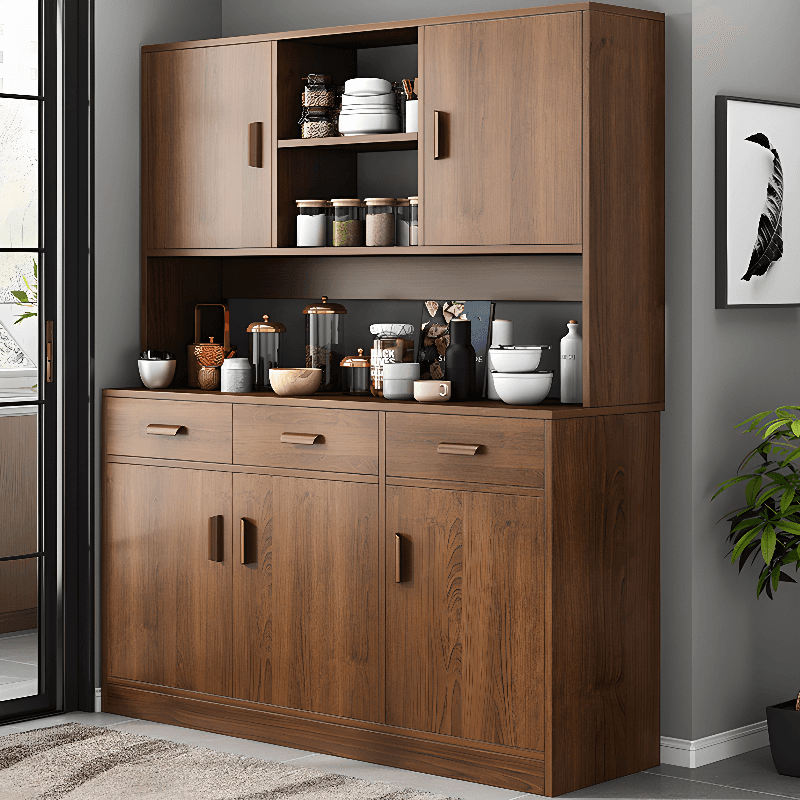 Trendy Narrow Kitchen Cabinet Base with Multiple Drawers and Doors, 2/3 Interior Shelves, Compartment Storage, and Lumber Countertop thumbnail 11