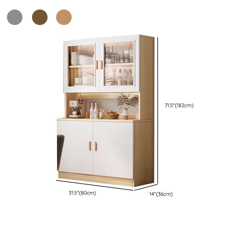 Modish Sideboard/Microwave Shelf Cabinet with Multiple Drawers, Narrow Size, 1 to 3 Shelves, Larder Storage, Timber Countertop, and Various Doors thumbnail 19