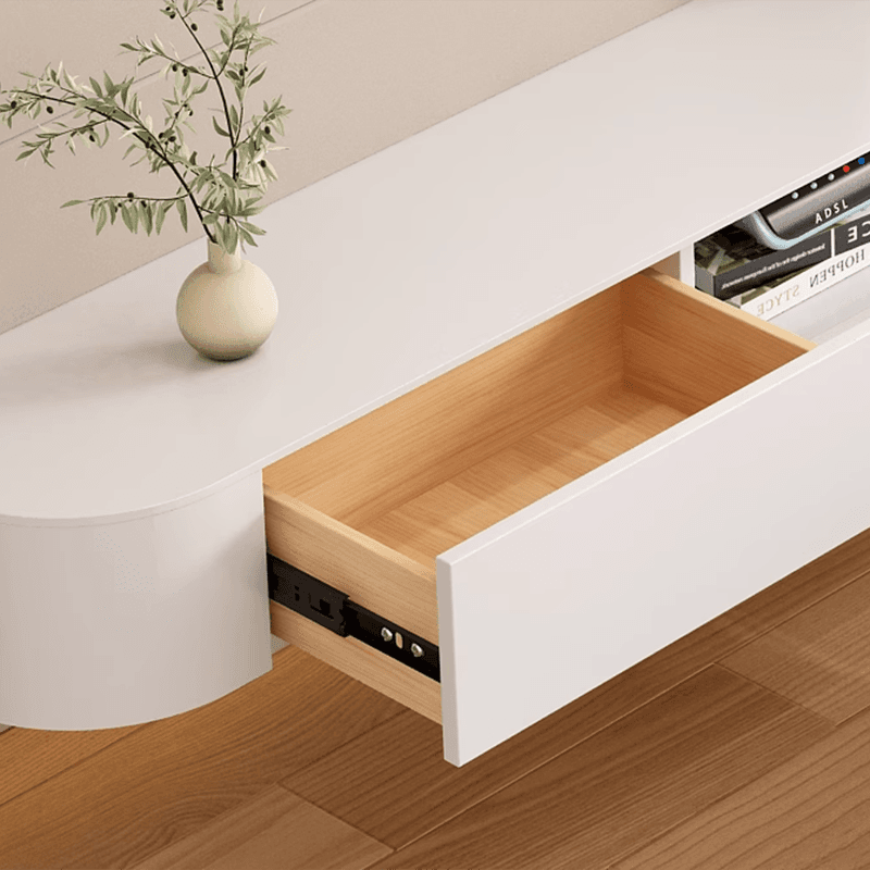 Contemporary Wall Mounted TV Stand with Door Living Room, Gray/White thumbnail 8