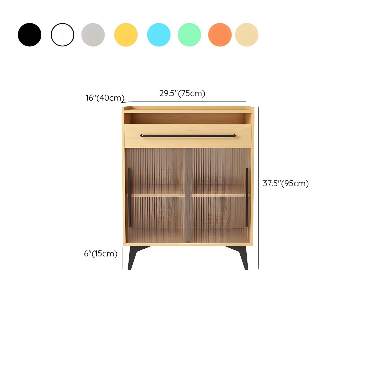 Scandinavian Wood Sideboard Credenza with Acrylic Doors and Drawers - image 17