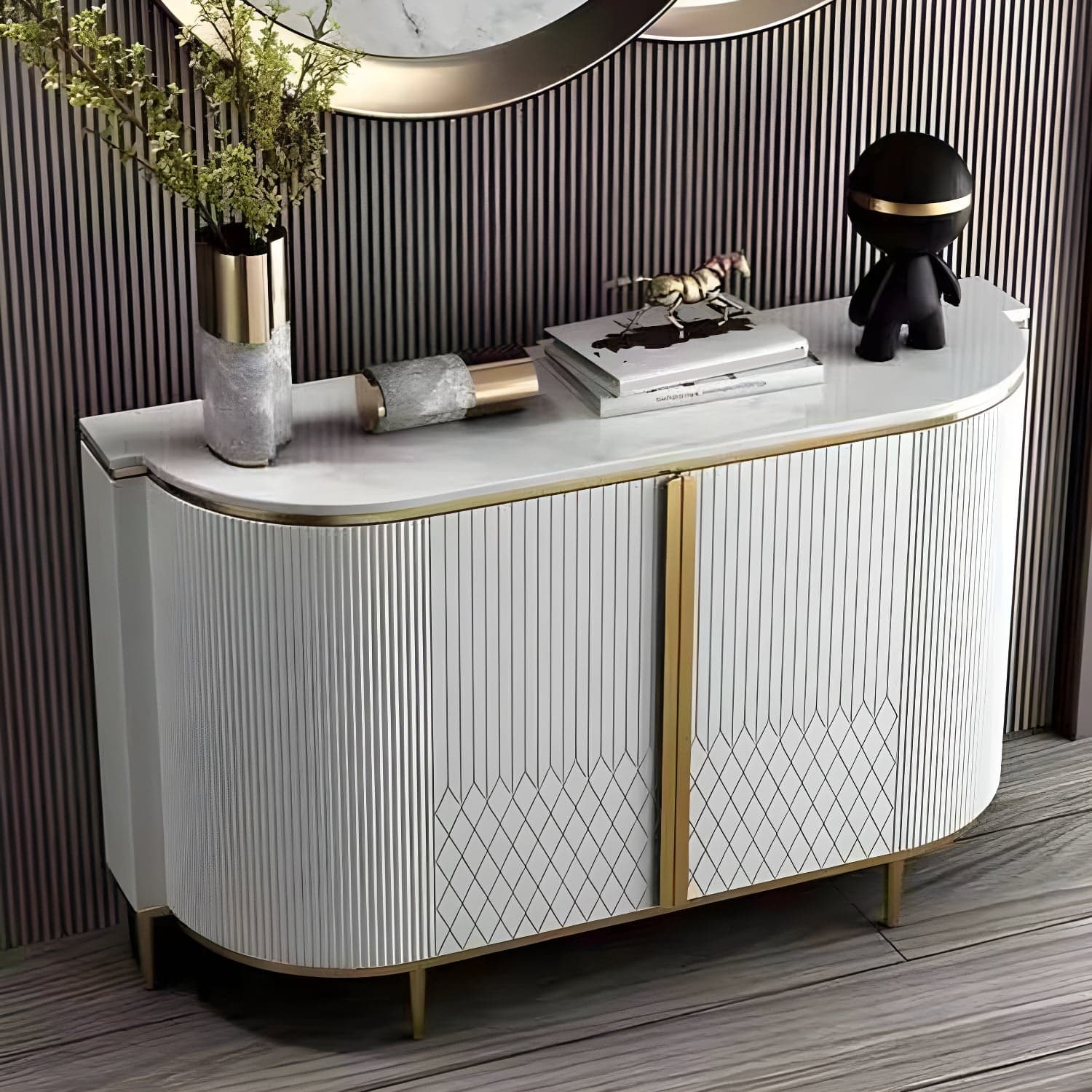 Marble Sideboard Modern & Contemporary Side Board with Cabinets - image 5