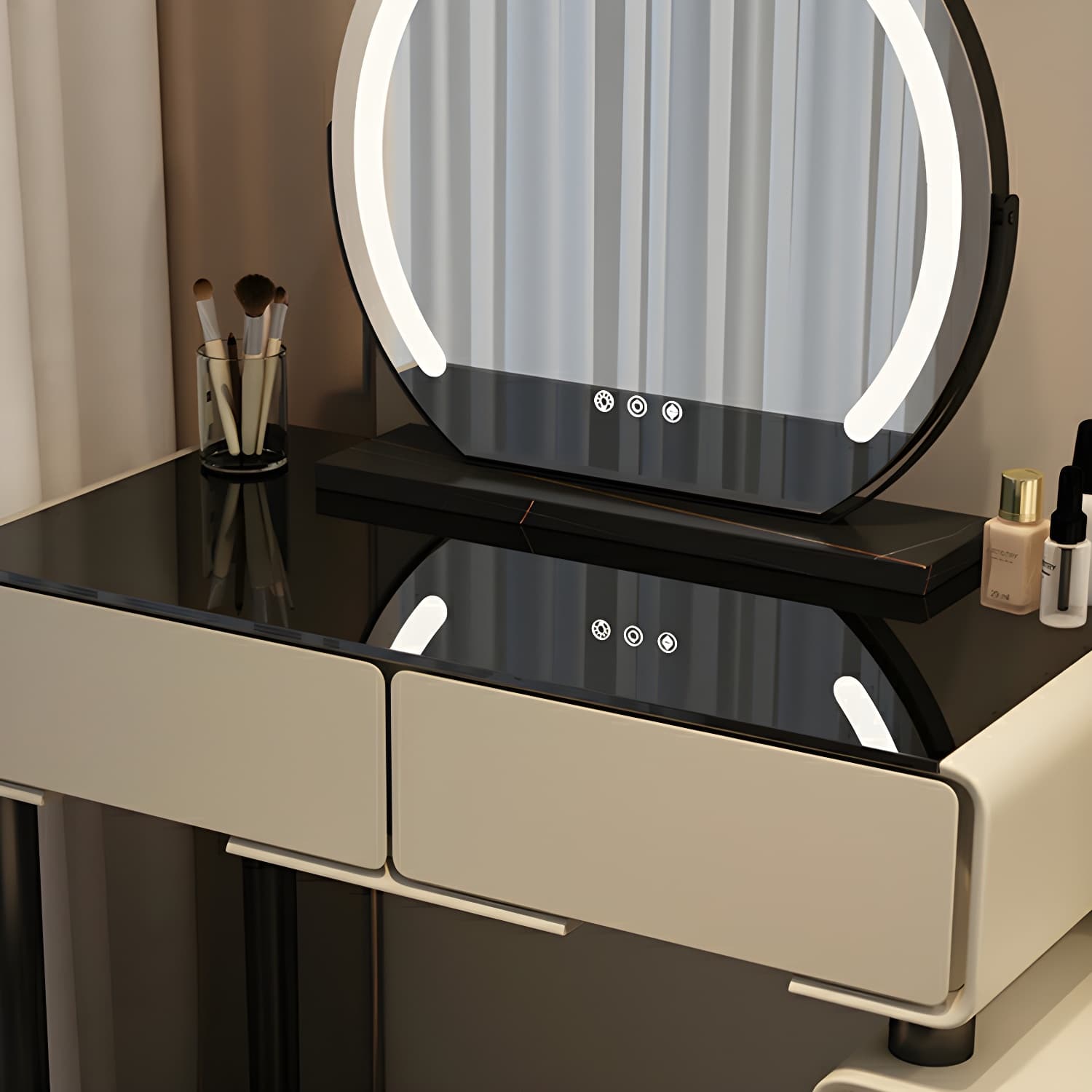 Solid Wood Stylish Makeup Vanity Set with Drawers in Modern Style thumbnail 7