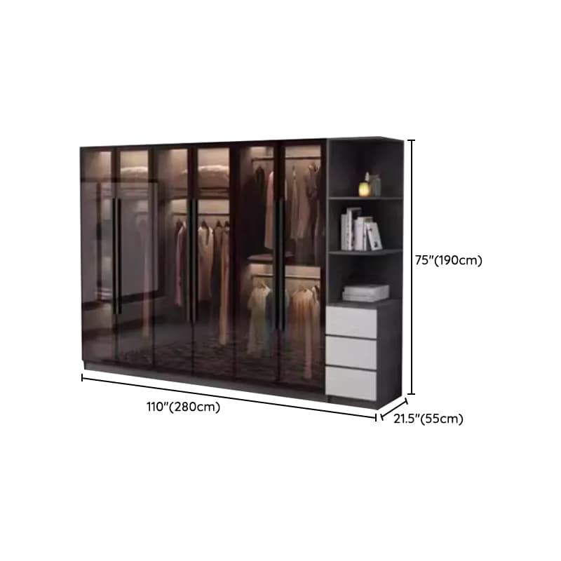Charcoal Modish Timber Self-supporting Cabinet Armoire with Soft Close Drawer and Door, Hanging Rod thumbnail 24