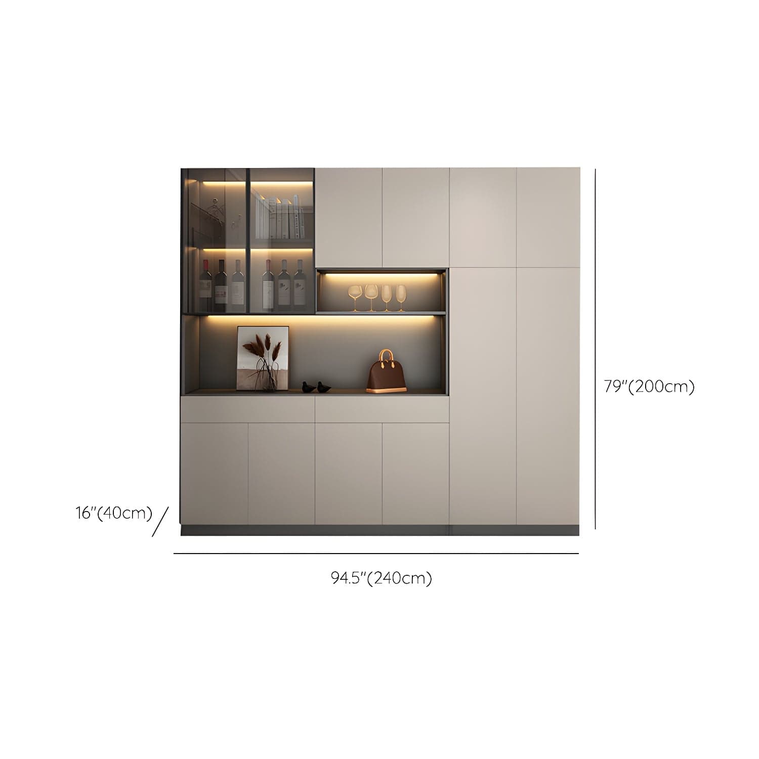 Accent Cabinet Rectangle Contemporary Glass Wood with Shelves thumbnail 16
