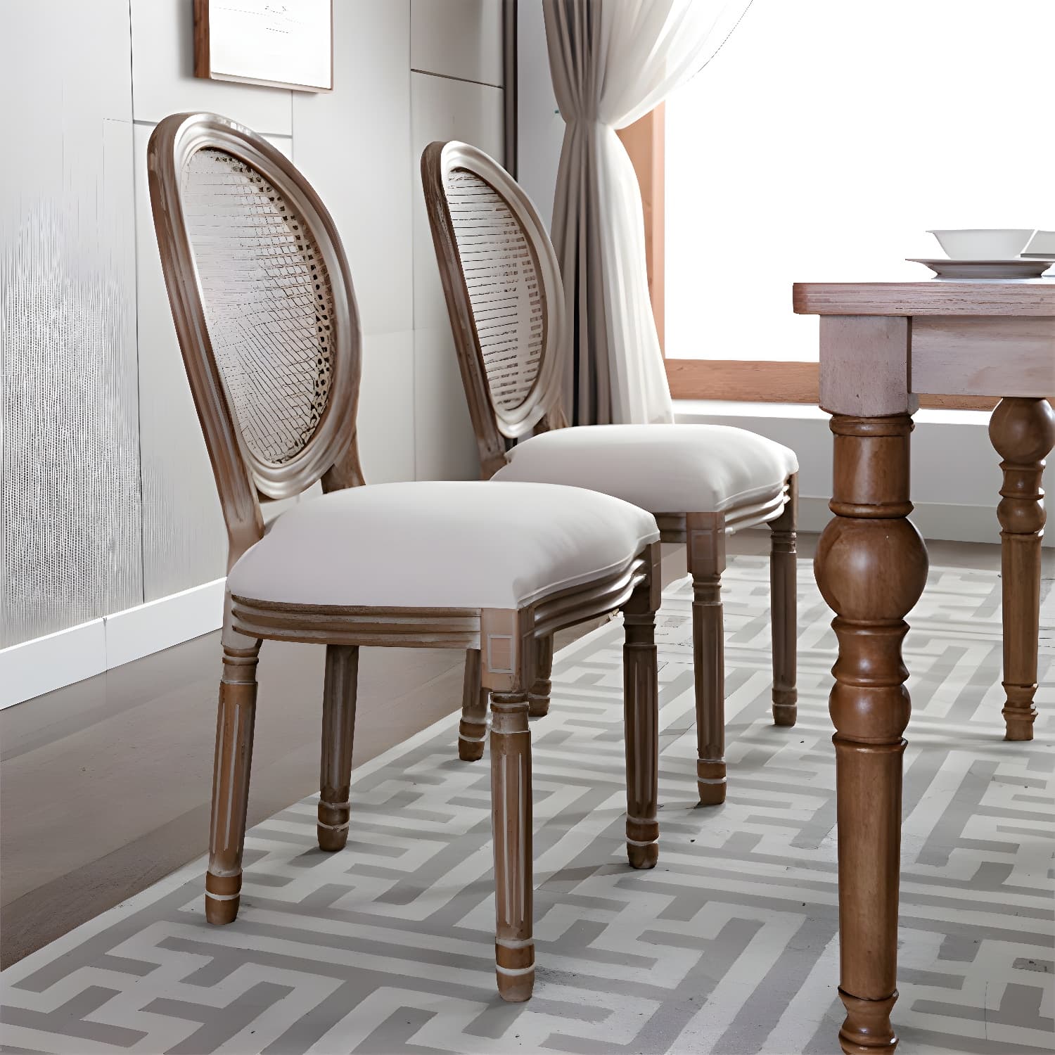 Farmhouse Dining Chair with Wood Legs King Louis Back Side Chair for Home Use thumbnail 8