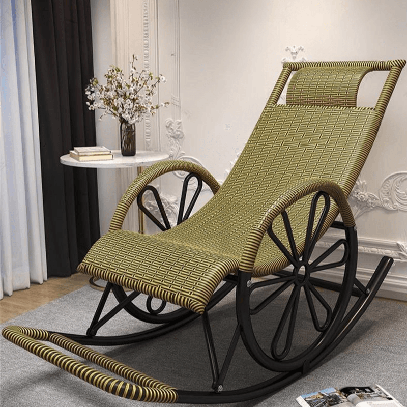 Craftsman Style Cane Rocking Seat with Round Arm thumbnail 12