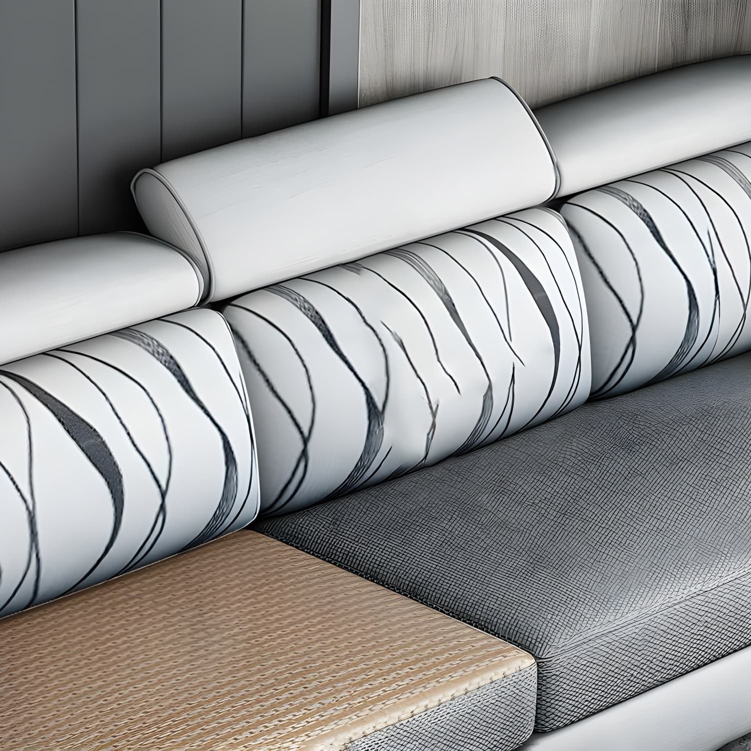 Modern L-Shape Reversible Wood Frame Sectional Sofa Chaise Set thumbnail 20