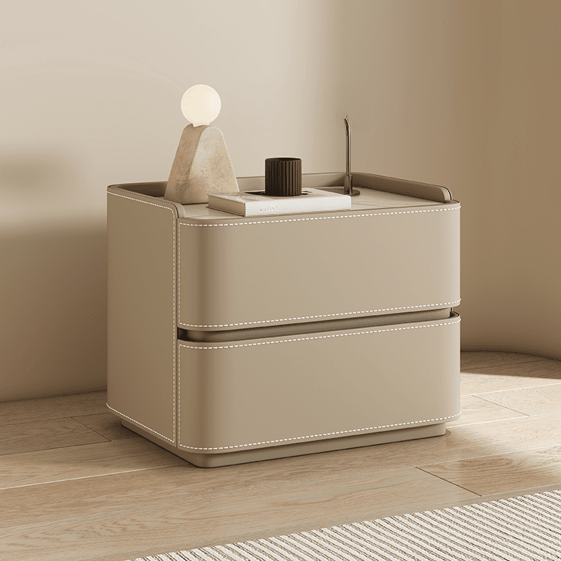 Scandinavian Bedside Cabinet Nightstand with Sintered Stone Countertop thumbnail 4
