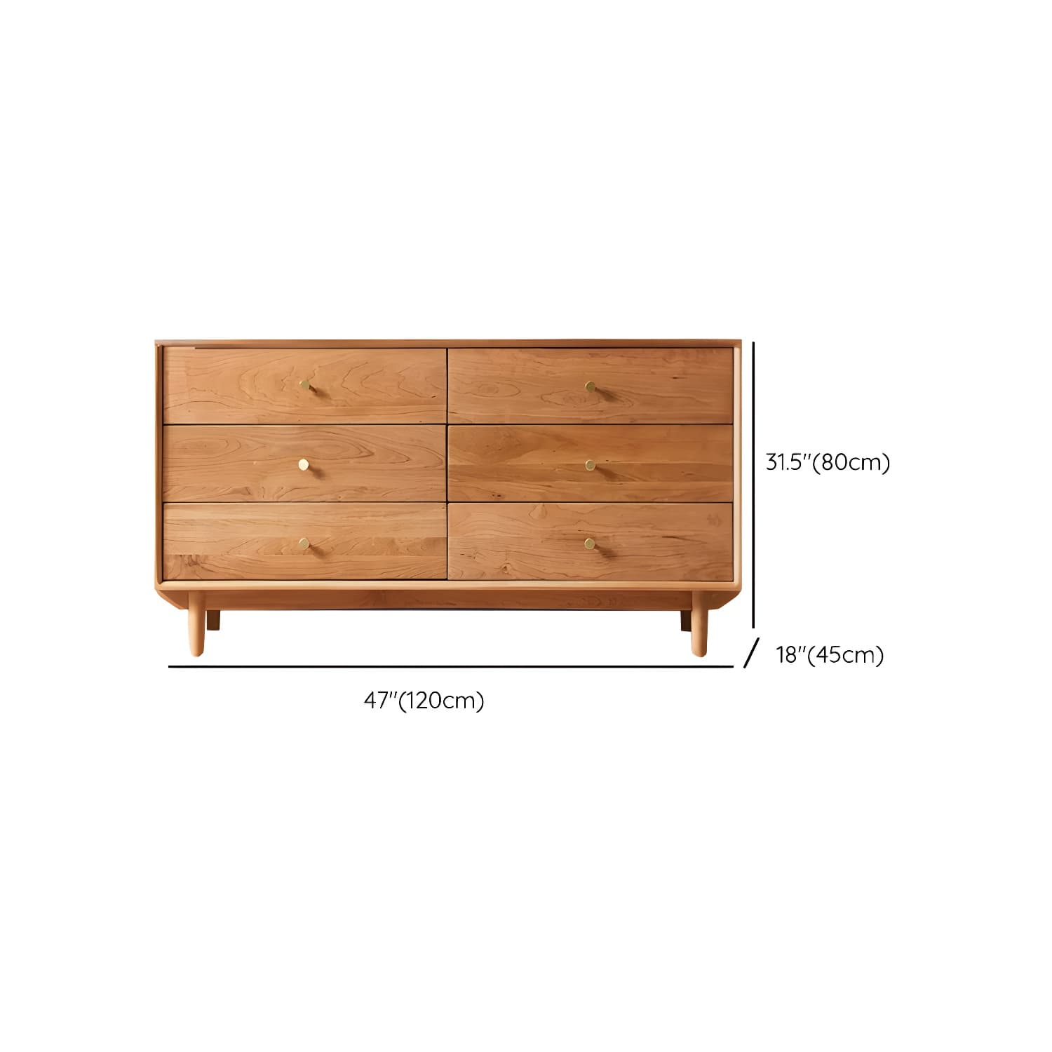 Modern Brown Wood Dresser with Drawers and Gold Metal Handles thumbnail 17