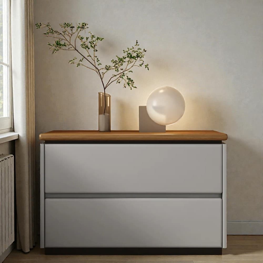 Modish 2 Tiers Drawer Storage Bedside Table with Laminate Countertop thumbnail 14