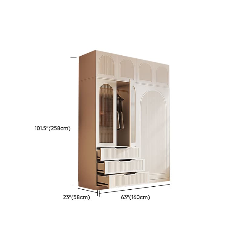 Chalk Almirah in Timber with Clothing Rod, 3 Cabinets/2 Cabinets and 5-Drawer/4-Drawer/3-Drawer in a Minimalist Style, 3-Shelf/2-Shelf Included/Not Included thumbnail 22