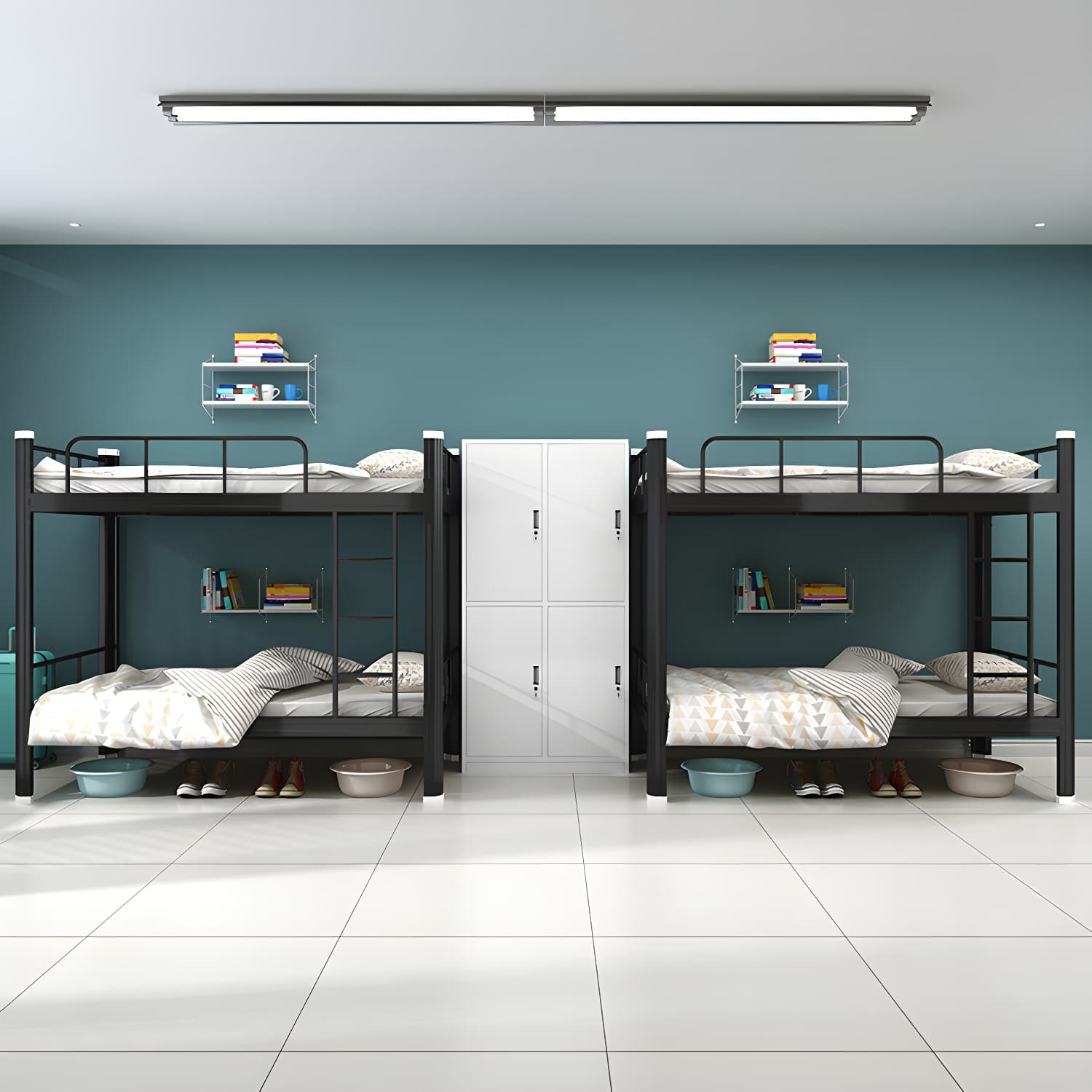 Modern Bunk Bed Dormitory Bedroom Metal Bed Frame with With Headboard and Footboard thumbnail 14