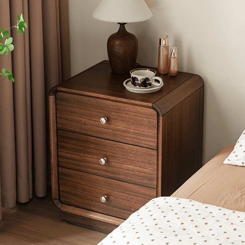 Cocoa Stylish Drawer Storage Nightstand with Walnut Countertop thumbnail 1