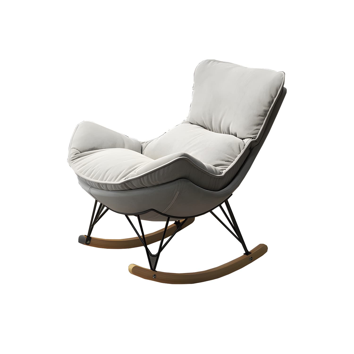 Wing Back Rocking Chair Solid Wood Rocker Chair with Ottoman thumbnail 12