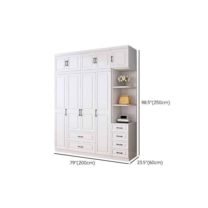 Modern White Wood Wardrobe Armoire with Soft-Close Drawers and Clothing Rod thumbnail 26