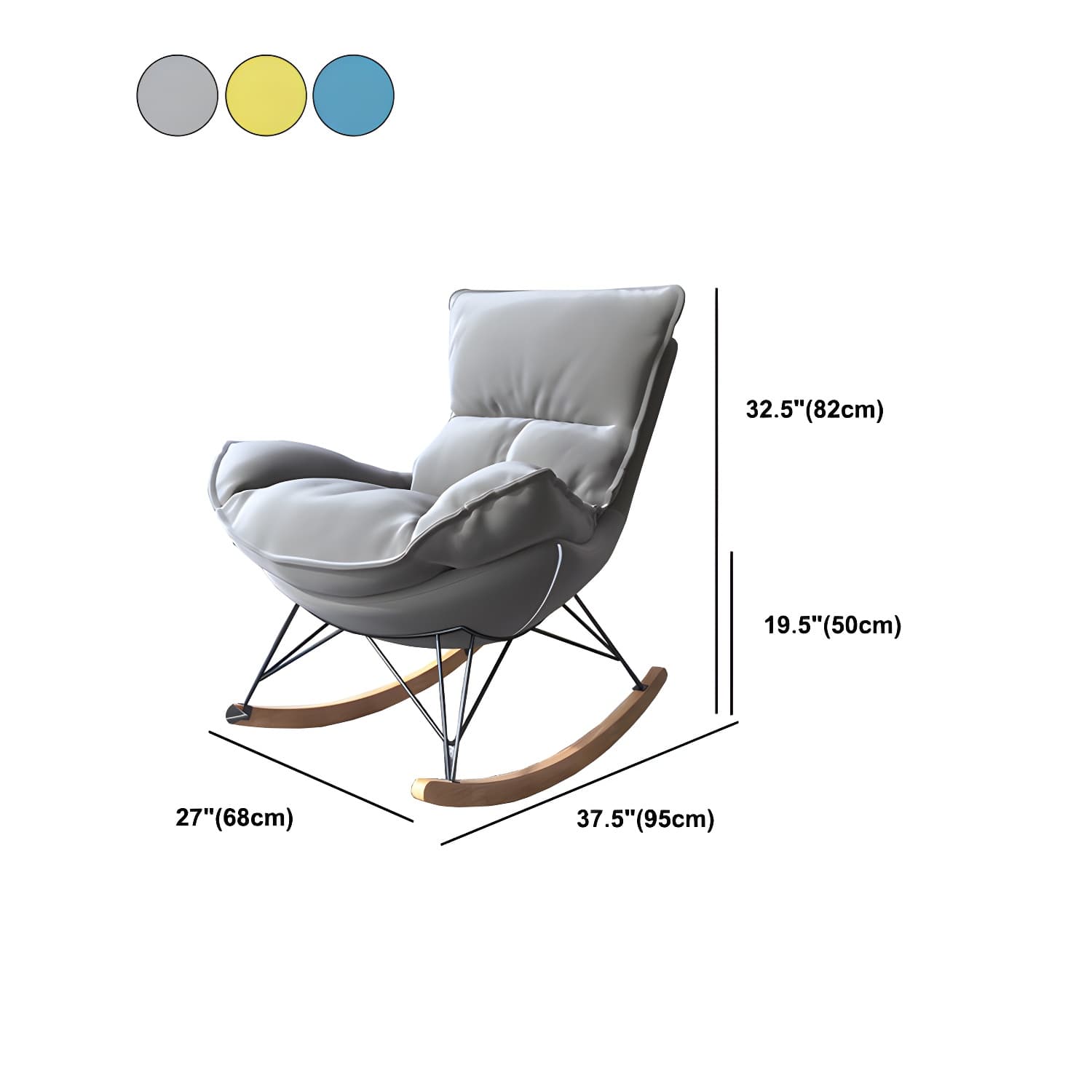 Contemporary Rocking Chair Solid Wood Rocker Chair with with Seat Cushion thumbnail 21