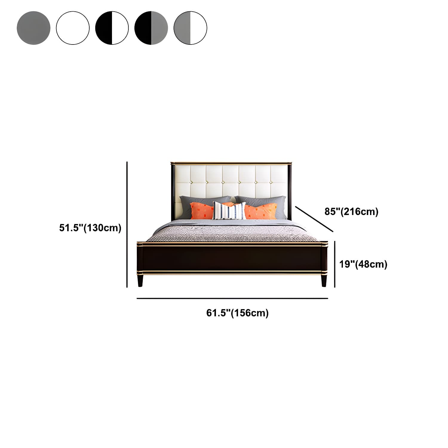 Modern Standard Bed with Tufted Upholstered Headboard and Soild Wood Legs thumbnail 14