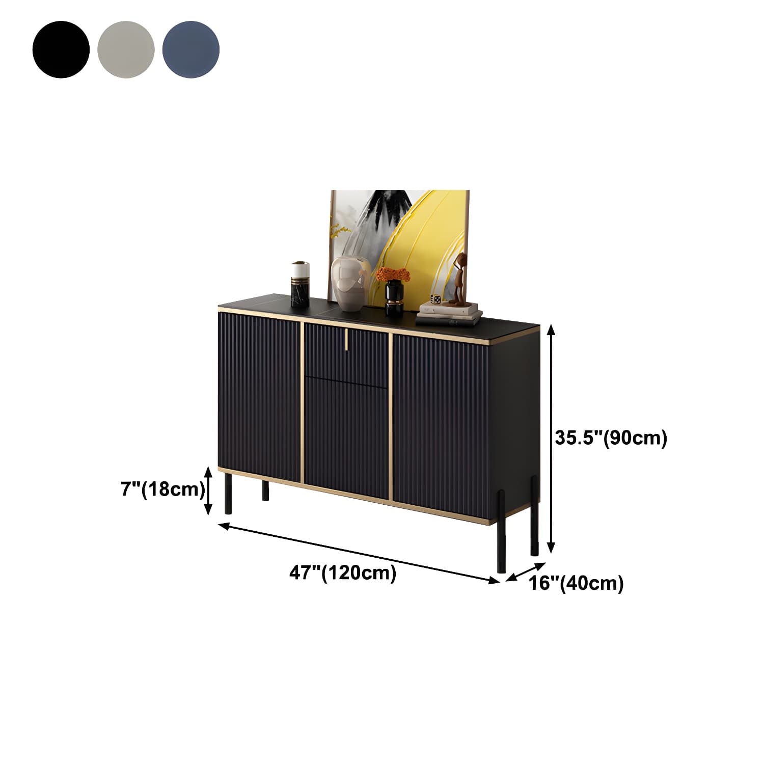 Glam Sideboard Stone Top Sideboard with Door for Living Room thumbnail 17